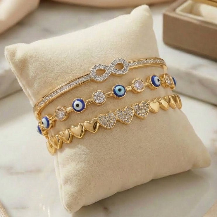 Heartline Evil Eye Bangle Stack - Upakarnaproduct_type
