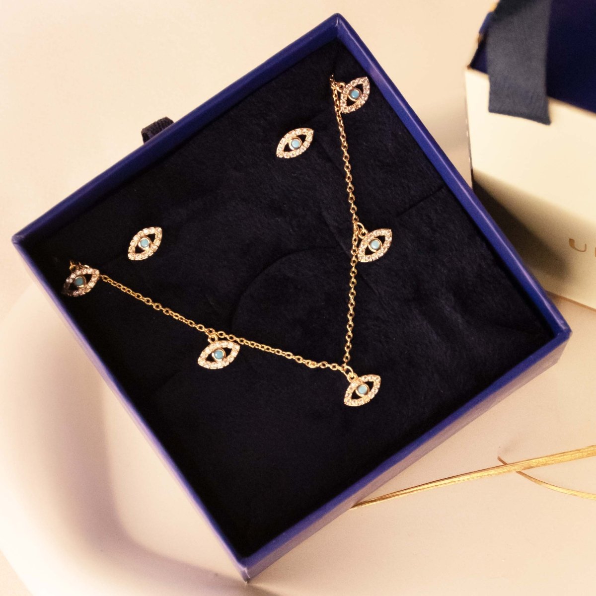 Minimal Evil Eye Necklace Gift Set - Upakarnaproduct_type