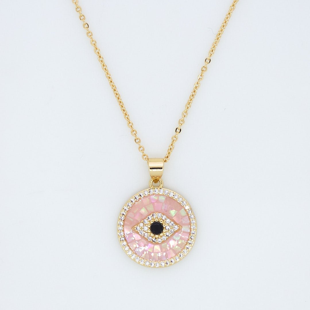 Mother Of Pearl Evil Eye Necklace - Upakarnaproduct_type