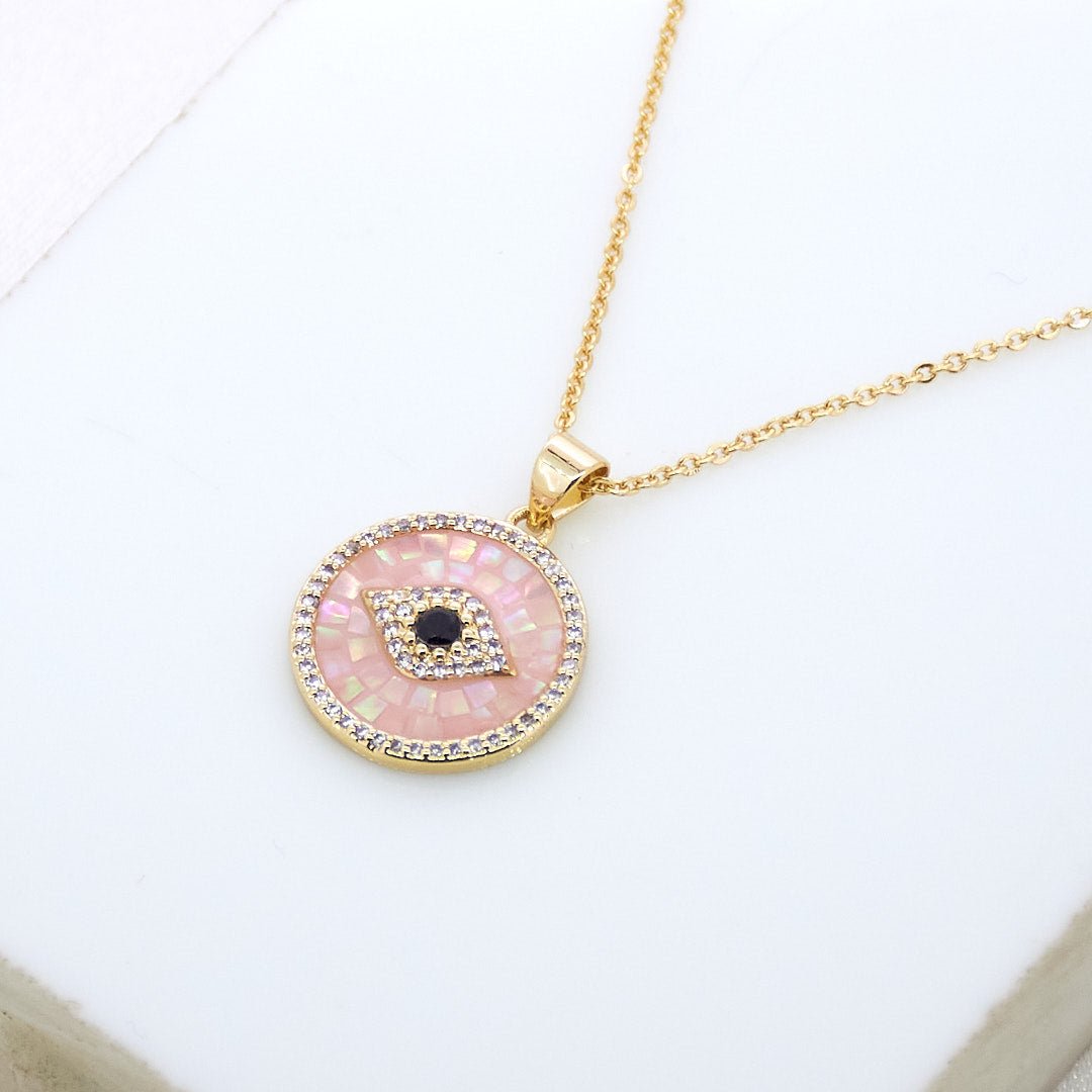 Mother Of Pearl Evil Eye Necklace - Upakarnaproduct_type