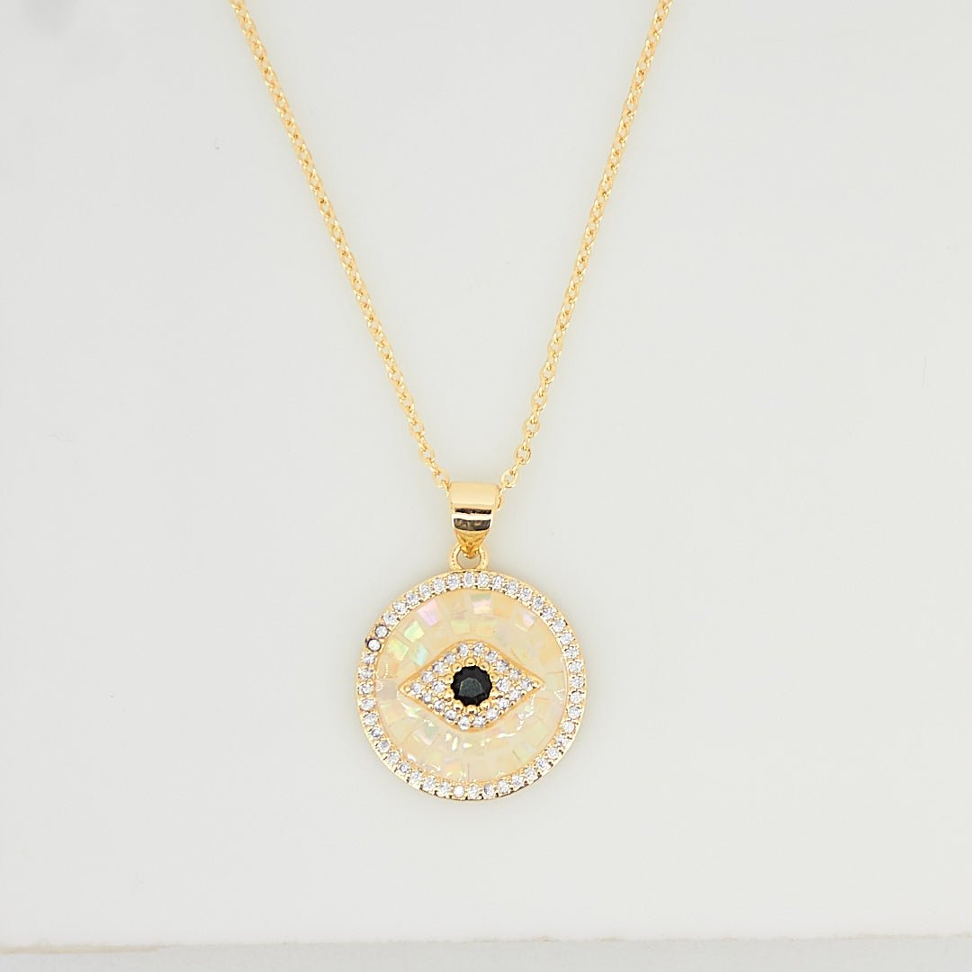 Mother Of Pearl Evil Eye Necklace - Upakarnaproduct_type