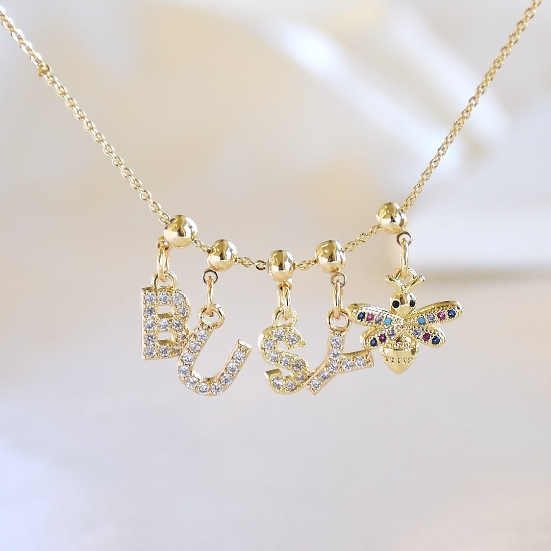 Name Necklace with Charms | Gold Finish Pendant for Women & Teens - Upakarnaproduct_type