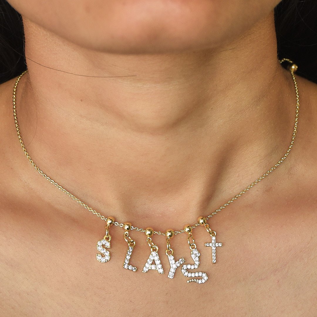 Name Necklace with Charms | Gold Finish Pendant for Women & Teens - Upakarnaproduct_type