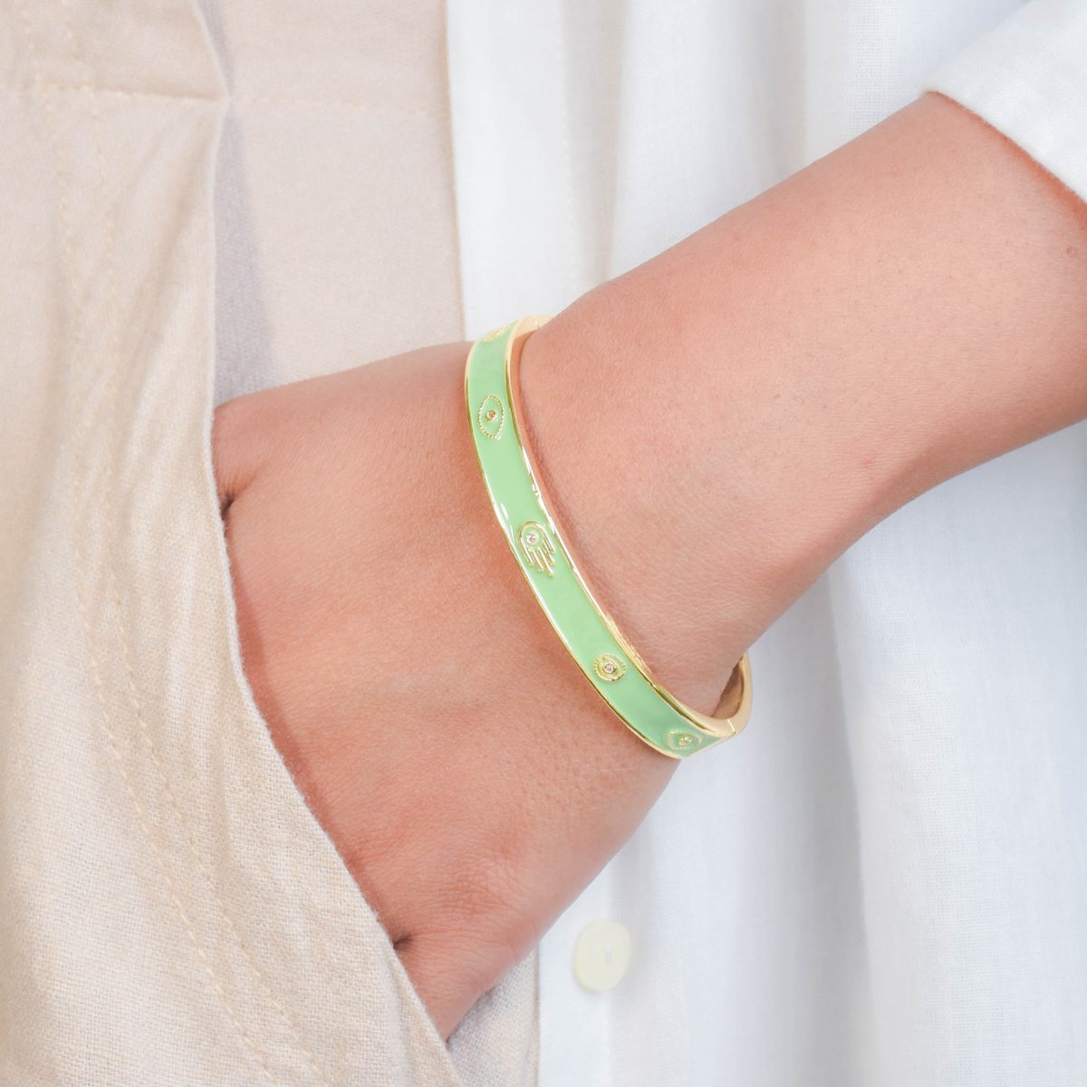 Pastel Hamsa Evil Eye Bangle - Upakarnaproduct_type