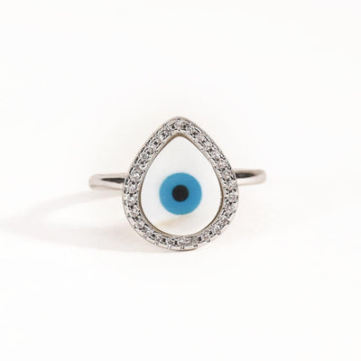 Pear Studded Evil Eye Ring