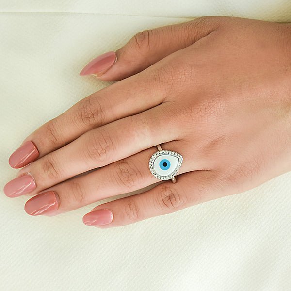 Pear Studded Evil Eye Ring - Upakarnaproduct_type