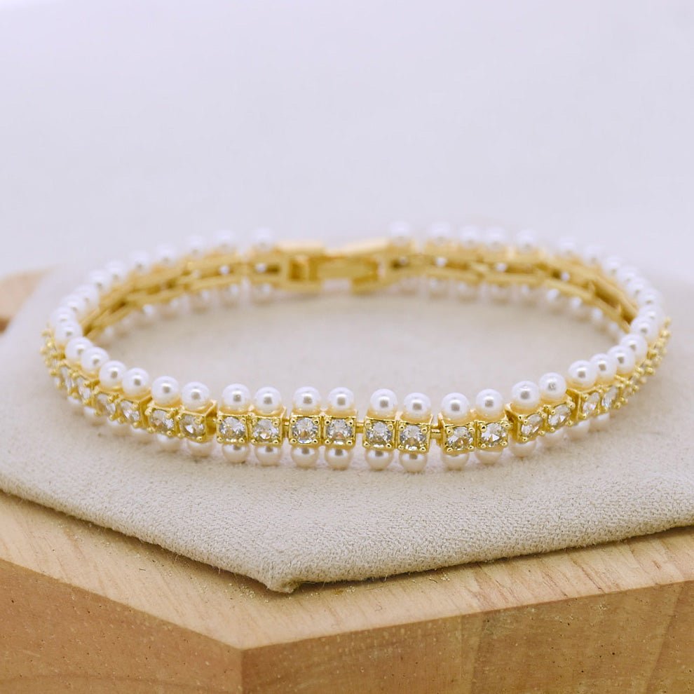 Pearl Diamond Tennis Bracelet - Upakarnaproduct_type