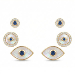 Pearlescent Evil Eye Studs Earrings Stack