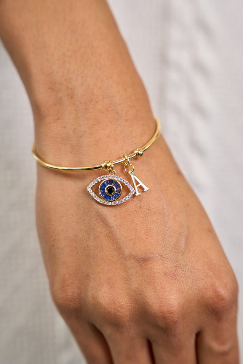 Personalized Evil Eye Bracelet (With Initial) - Upakarnaproduct_type