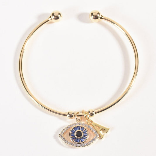 Personalized Evil Eye Bracelet (With Initial), golden