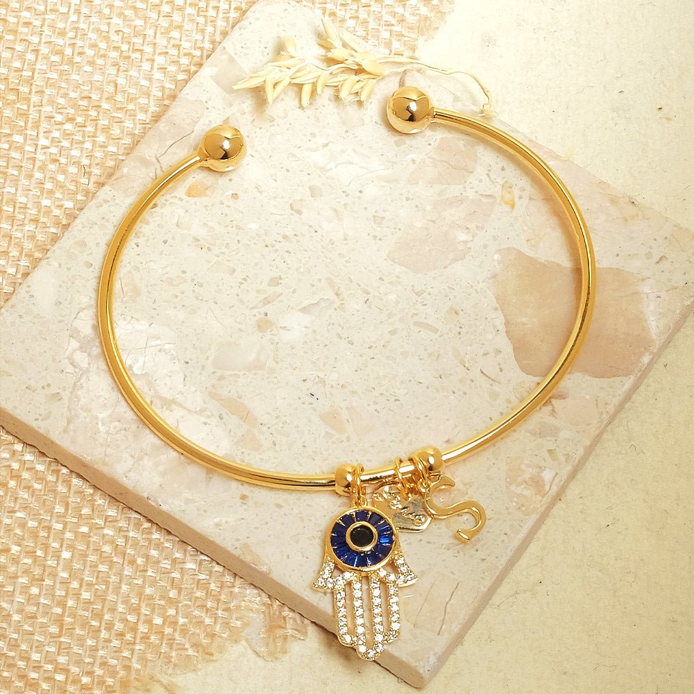 Personalized Initial Hamsa Bracelet + Gift Box - Upakarnaproduct_type