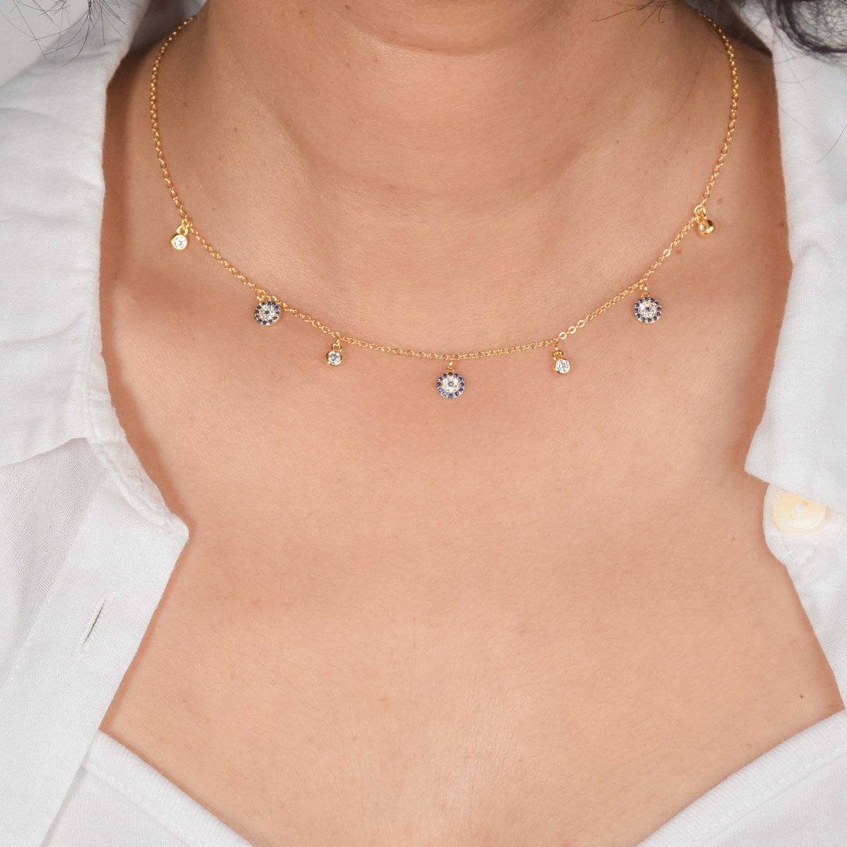 Petit Round Multi Evil Eye Choker - Upakarnaproduct_type