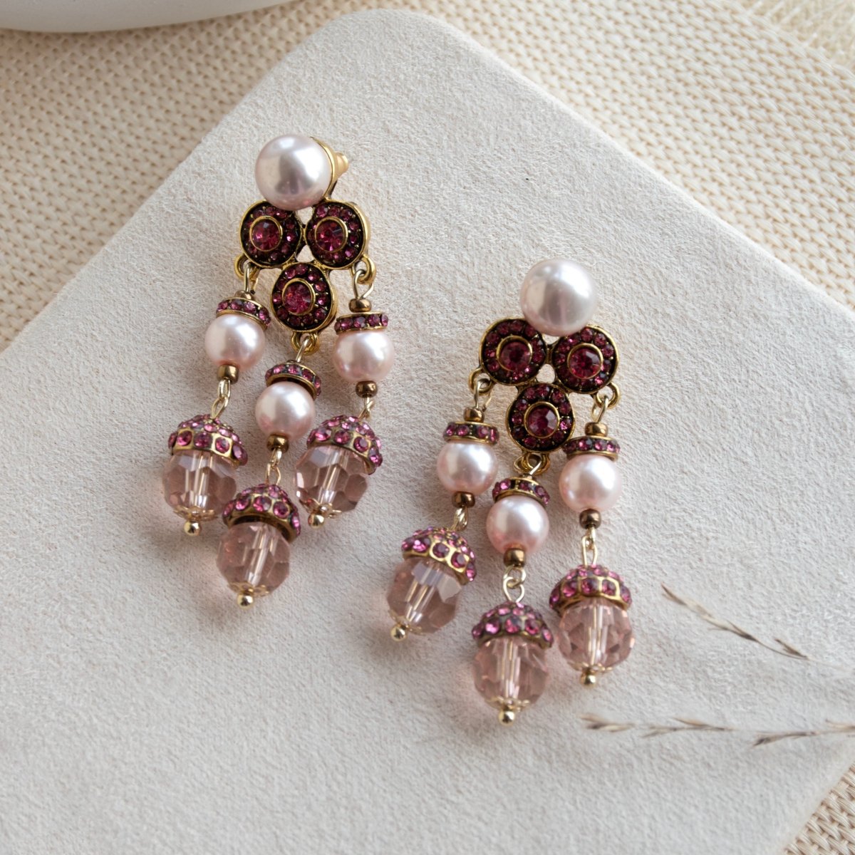 Pink Tassel Pearl Earrings - Upakarnaproduct_type