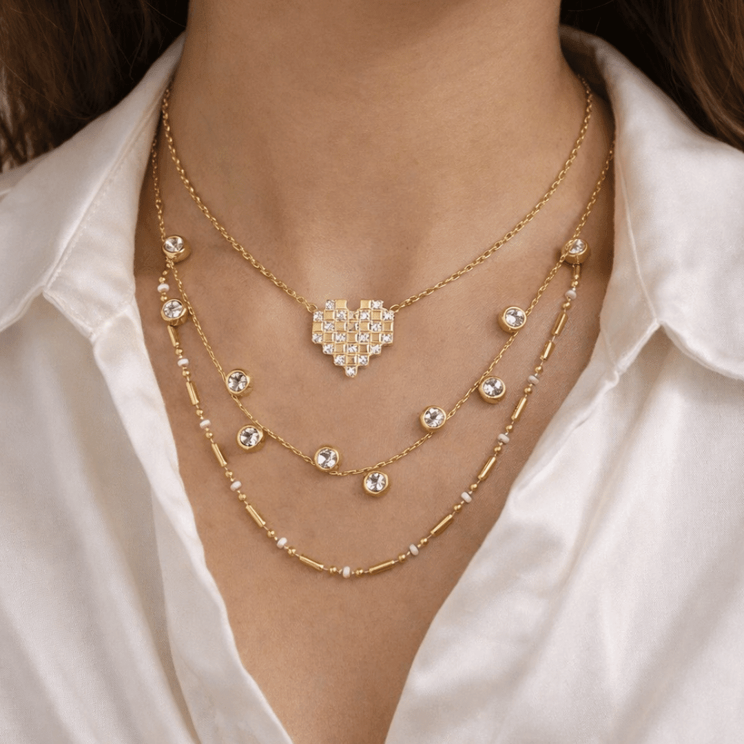 Pixel Heart Necklace Stack - Upakarnaproduct_type