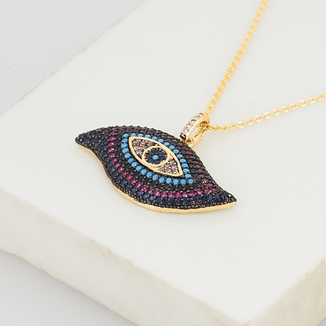 Purple Studded Evil Eye Necklace - Upakarnaproduct_type