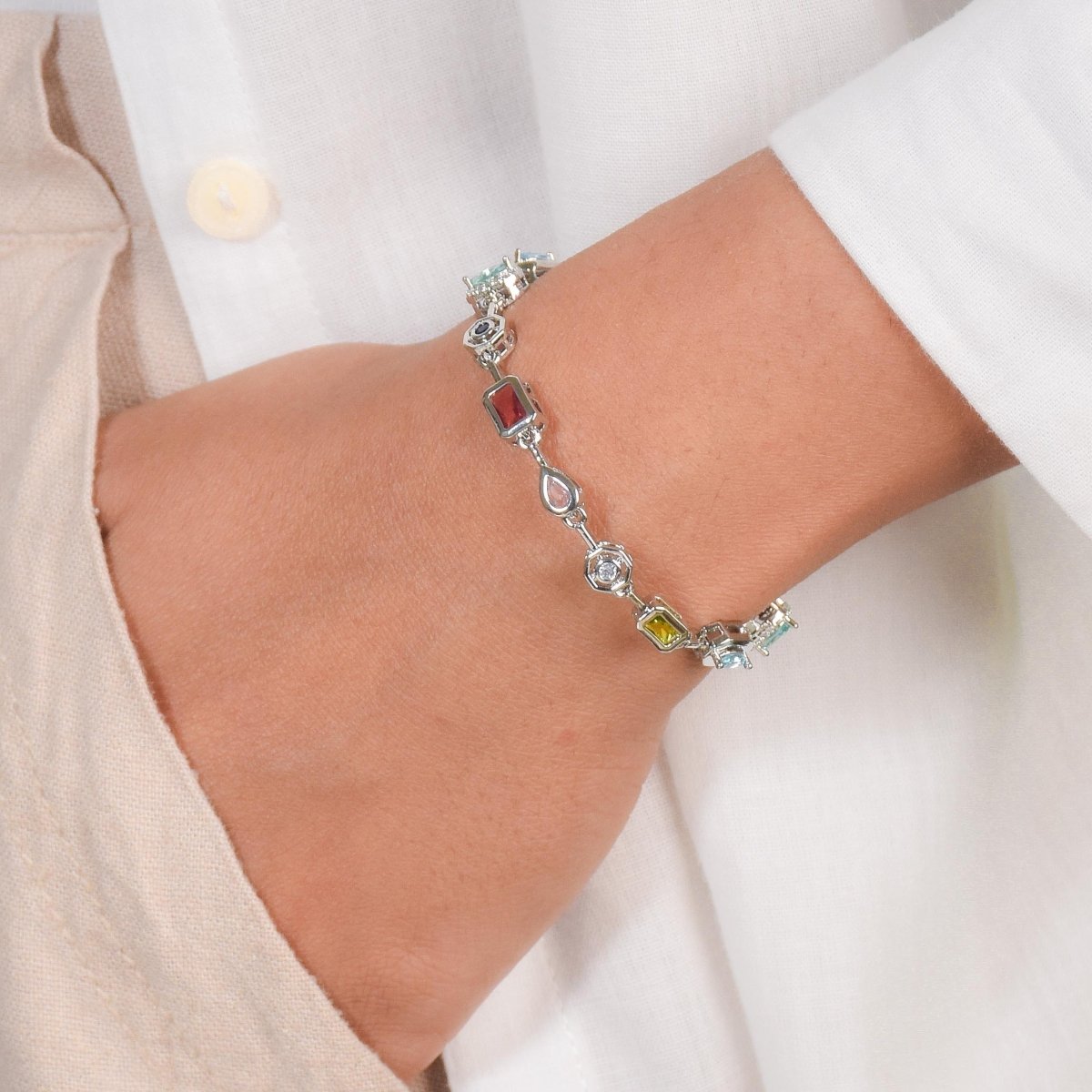 Rainbow Cascade Tennis Bracelet - Upakarnaproduct_type