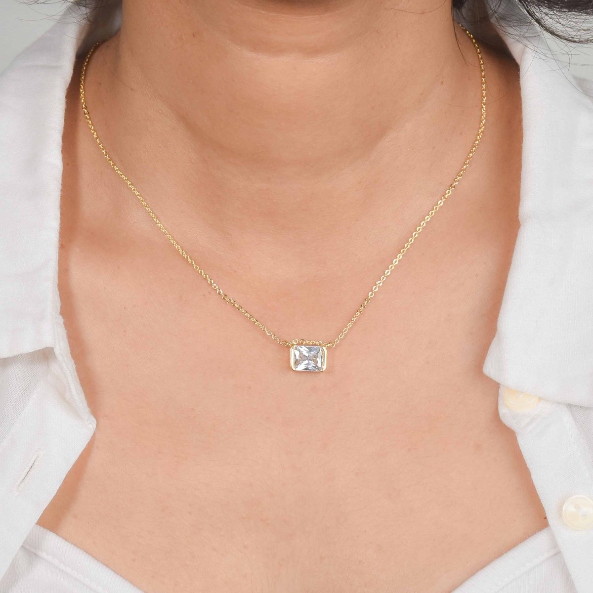 Rectangular Diamond Necklace - Upakarnaproduct_type
