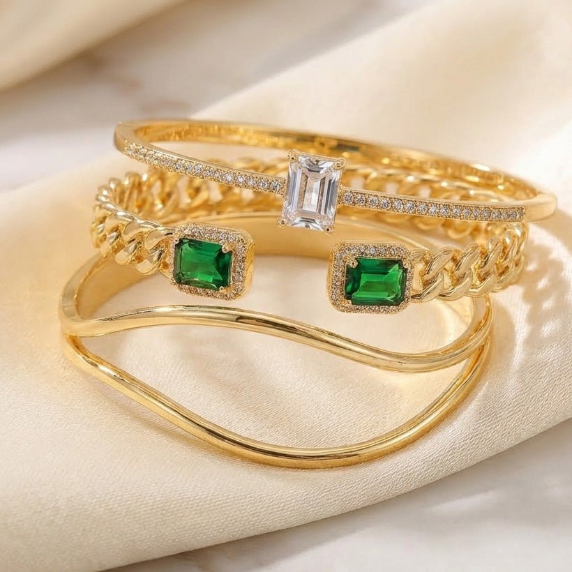 Regal Emerald Bangle Stack - Upakarnaproduct_type
