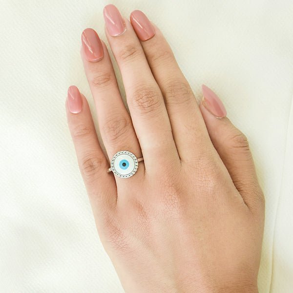 Round Studded Evil Eye Ring - Upakarnaproduct_type