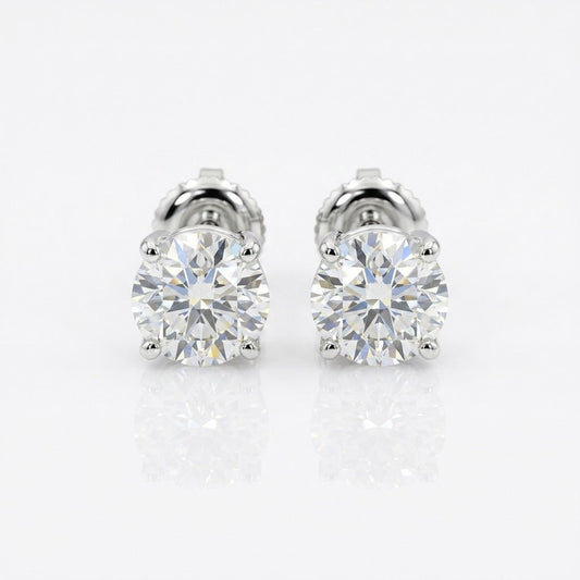 Signature Diamond Stud Earrings, silver