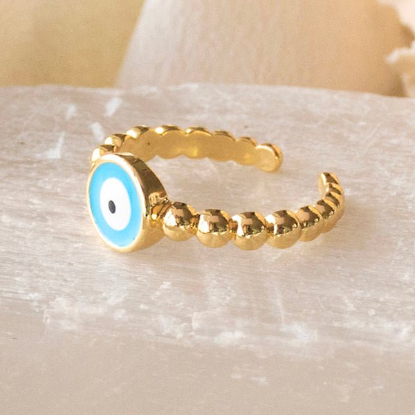 Sky Blue Round Evil Eye Ring - Upakarnaproduct_type