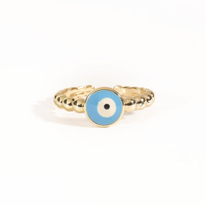 Sky Blue Round Evil Eye Ring