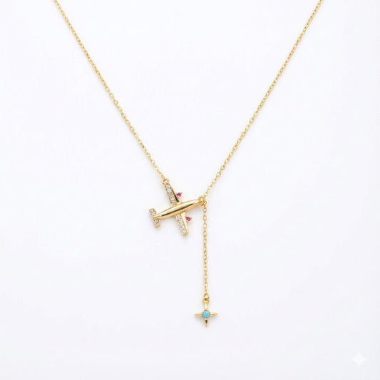 Skyline Star Drop Necklace, golden