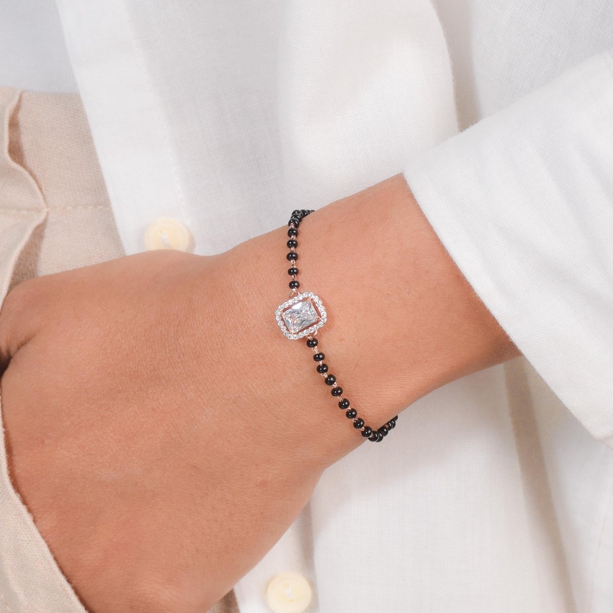 Square Diamond Mangalsutra Bracelet - Upakarnaproduct_type