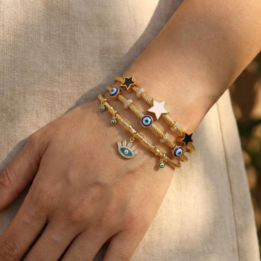 Starry Evil Eye Bangle Stack - Upakarnaproduct_type
