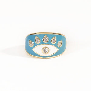 Studded Evil Eye Ring