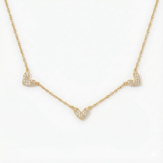Triple Heart Necklace, golden