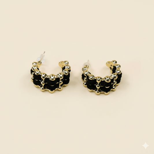 Triple Line Hoops Earrings, golden