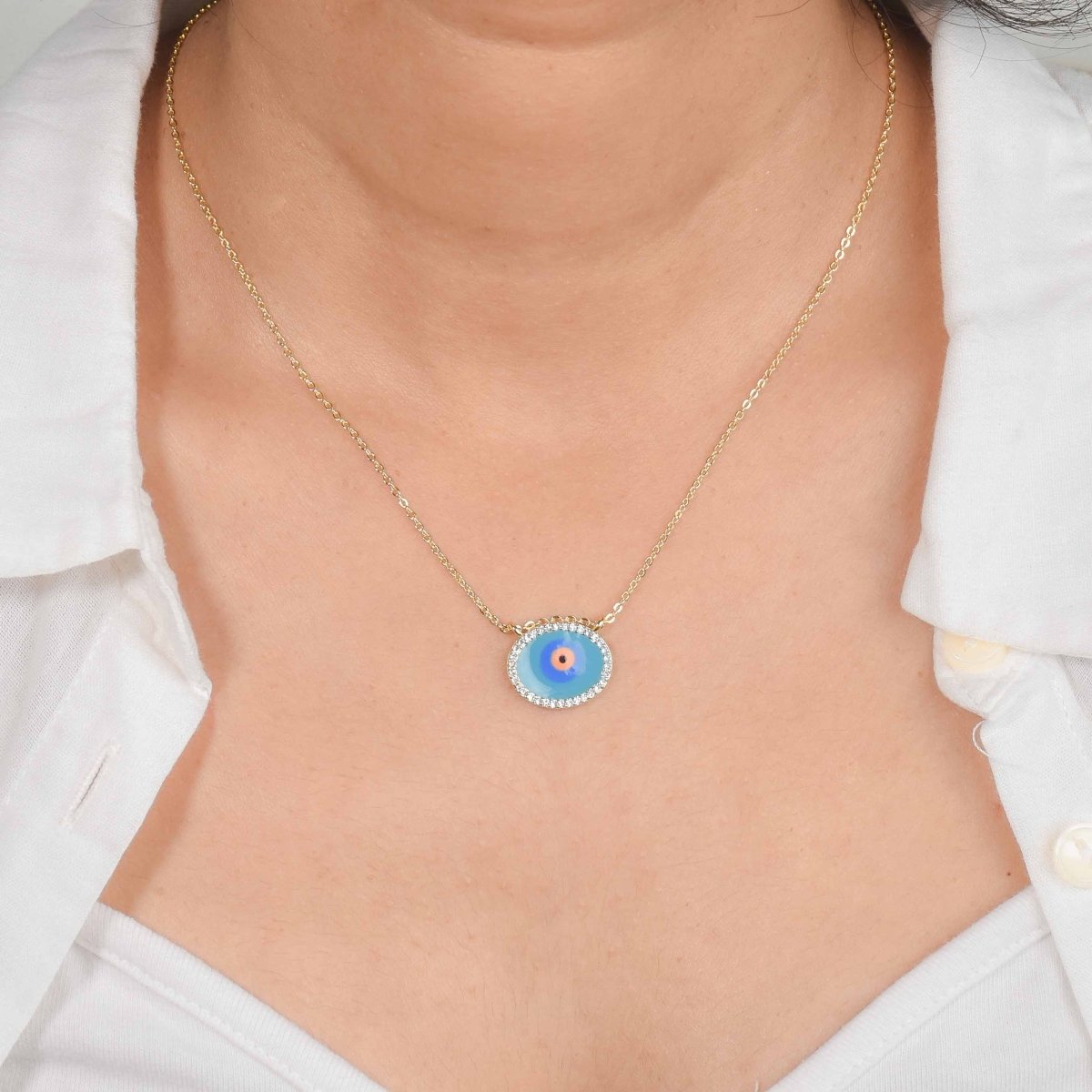 Turquoise Evil Eye Necklace - Upakarnaproduct_type