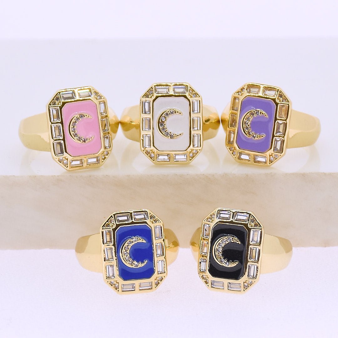 Multi-colour gemstone ring with a radiant statement stone and an anti-tarnish finish, available in vibrant shades, perfect for everyday wear, elegant styling, and statement looks.
