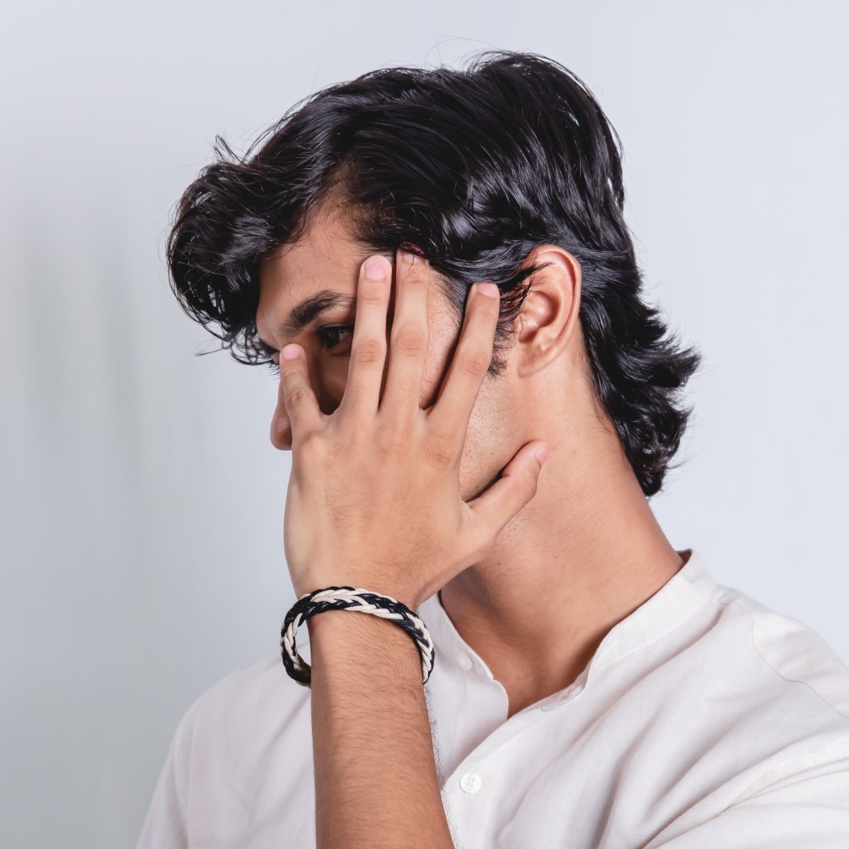White & Black Braided Men Bracelet - Upakarnaproduct_type