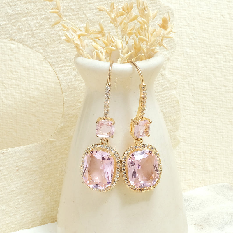 Pink Oval Studded Earrings - Upakarna Jewelry