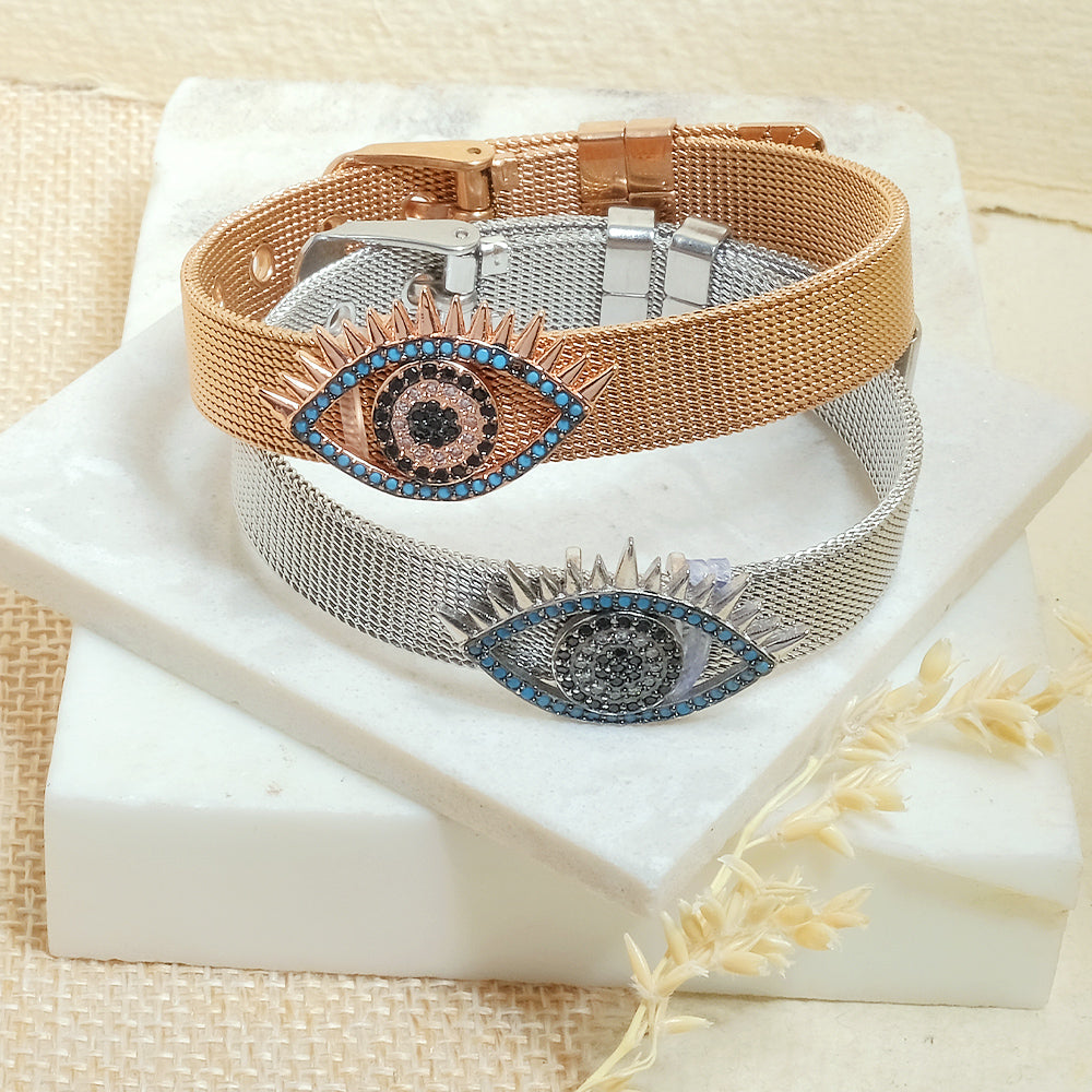 Evil Eye Bracelet Blue Evil Eye Jewelry Silver Rose Gold 16k Gold Plat   Gemnotic