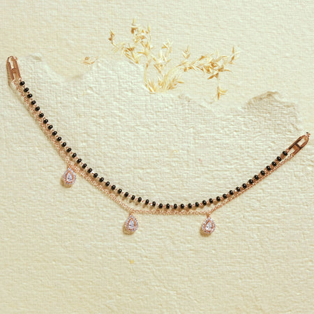 Three Diamond Pear Layered Mangalsutra Necklace