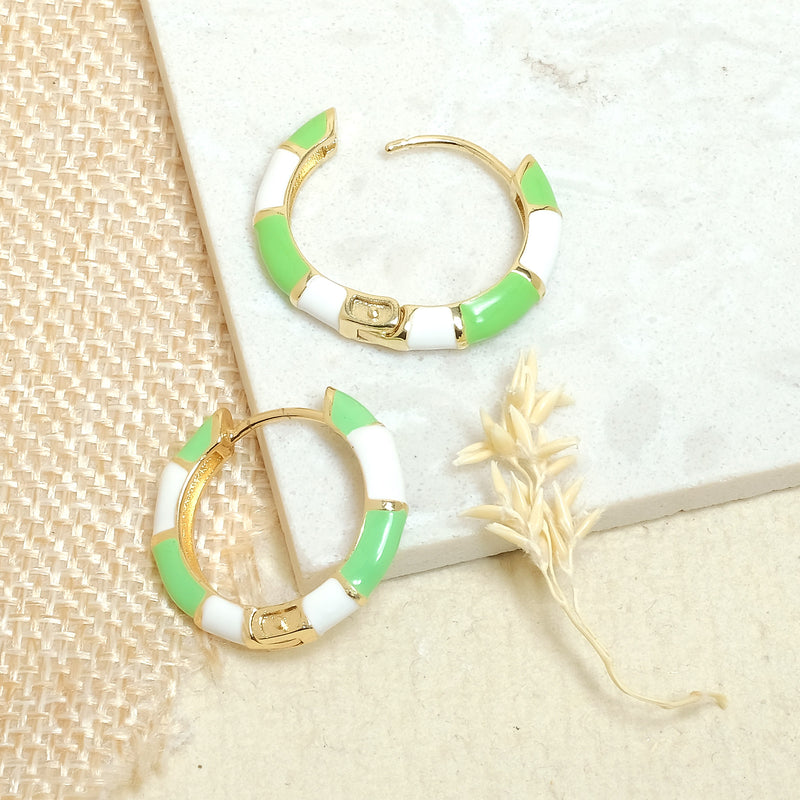 Green and White Pastel Multicolored Hoops - Upakarna Jewelry