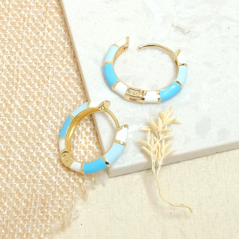 White and Blue Pastel Multicolored Hoops - Upakarna Jewelry