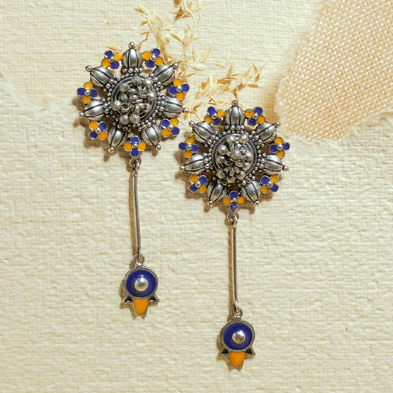 Floret Drop Oxidized Earrings