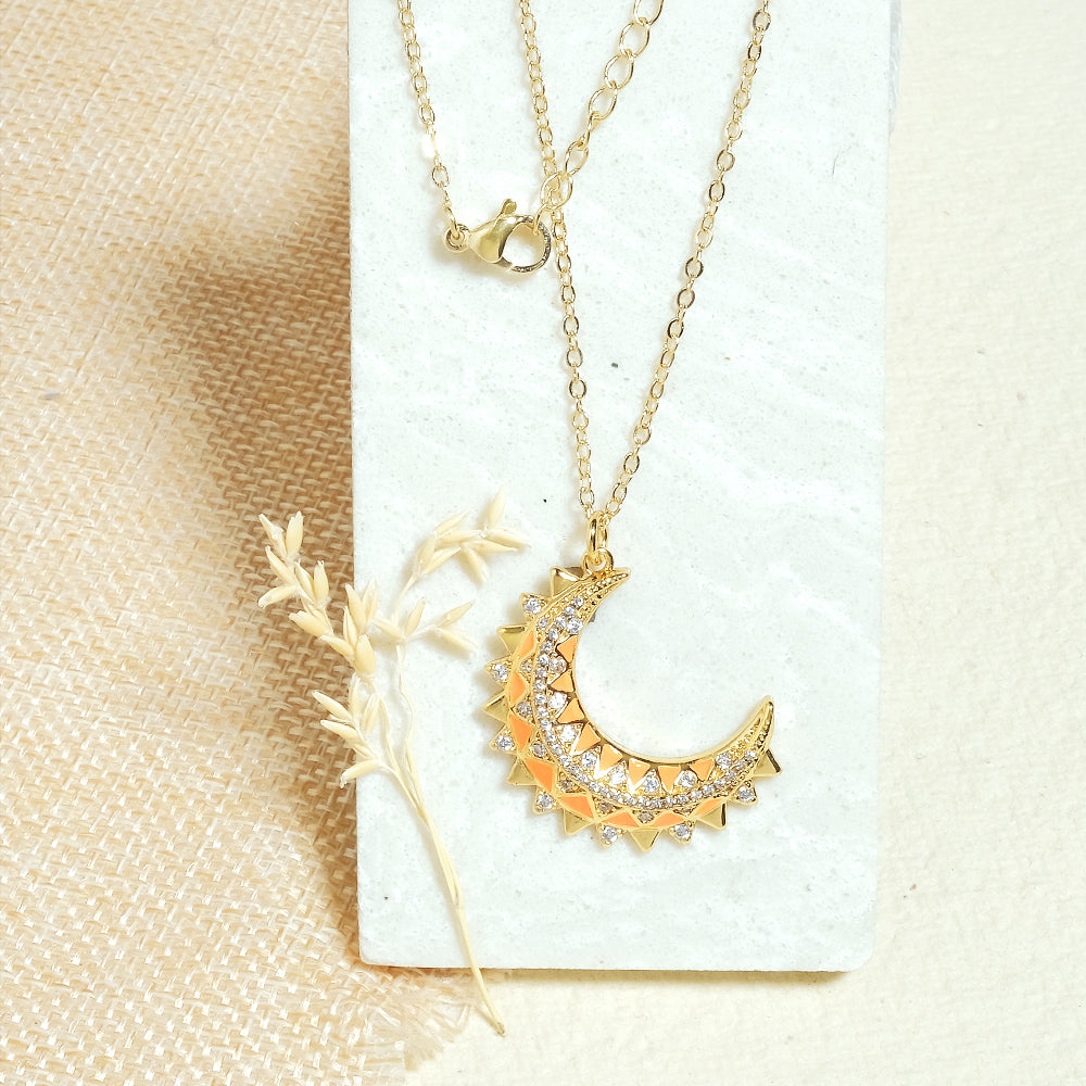 Half Moon Studded Necklace