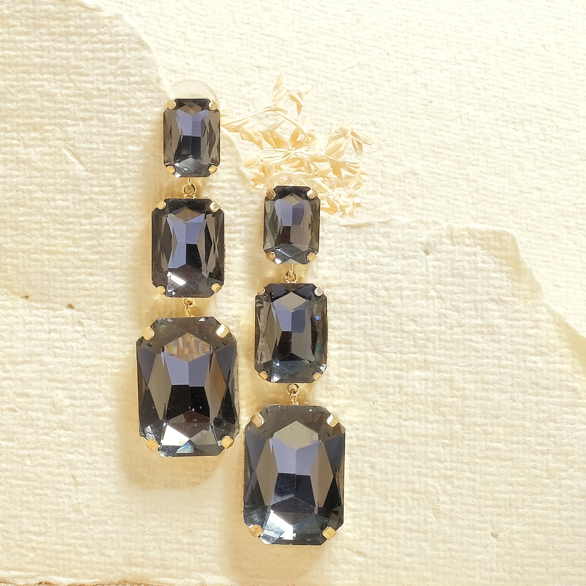 Black Crystal Earrings - Upakarna Jewelry
