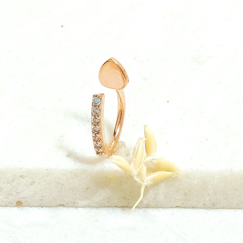 Rosegold Heart Ring Ear Cuff  - Upakarna Jewelry