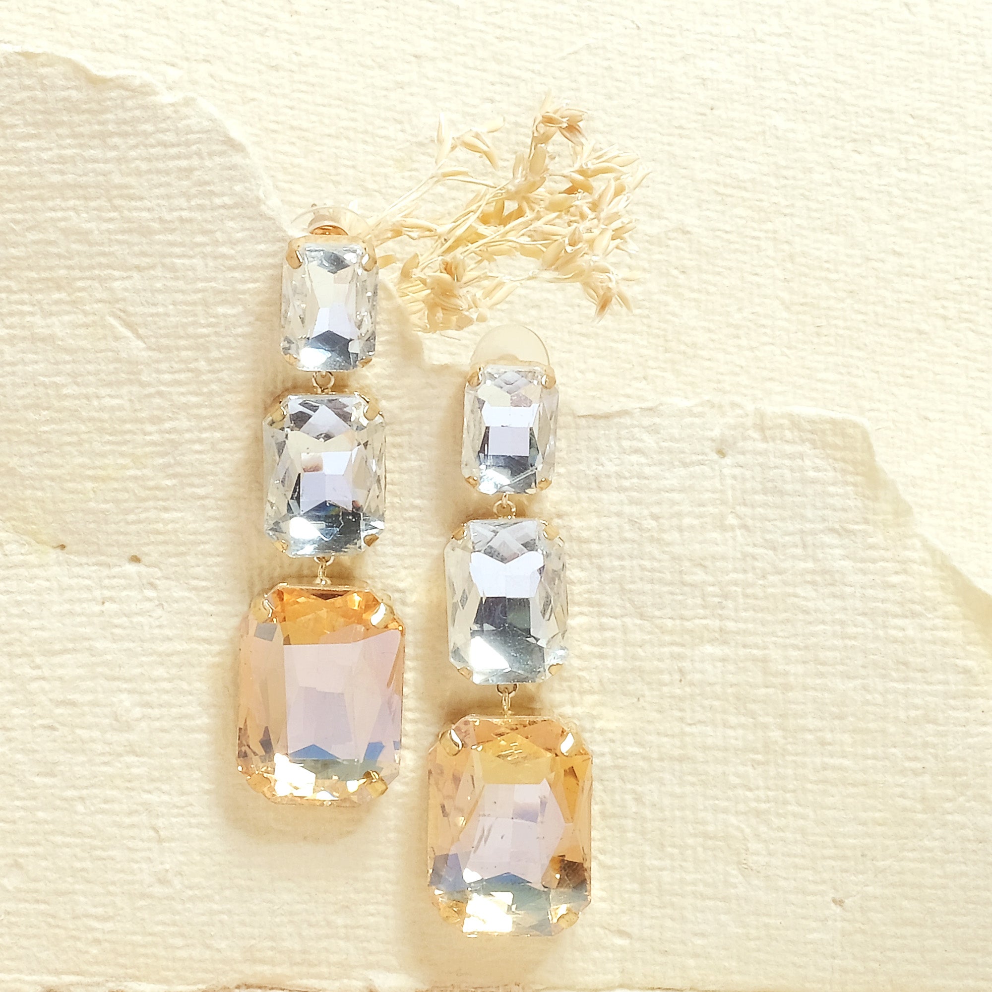White Crystal Earrings - Upakarna Jewelry