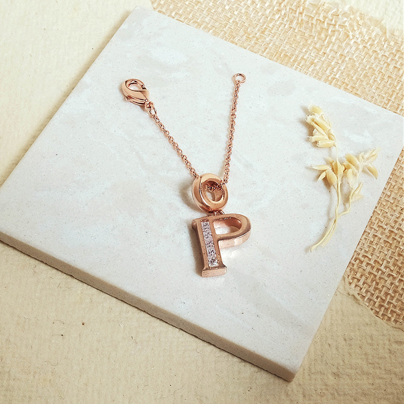 Rosegold Initial Watch Charm