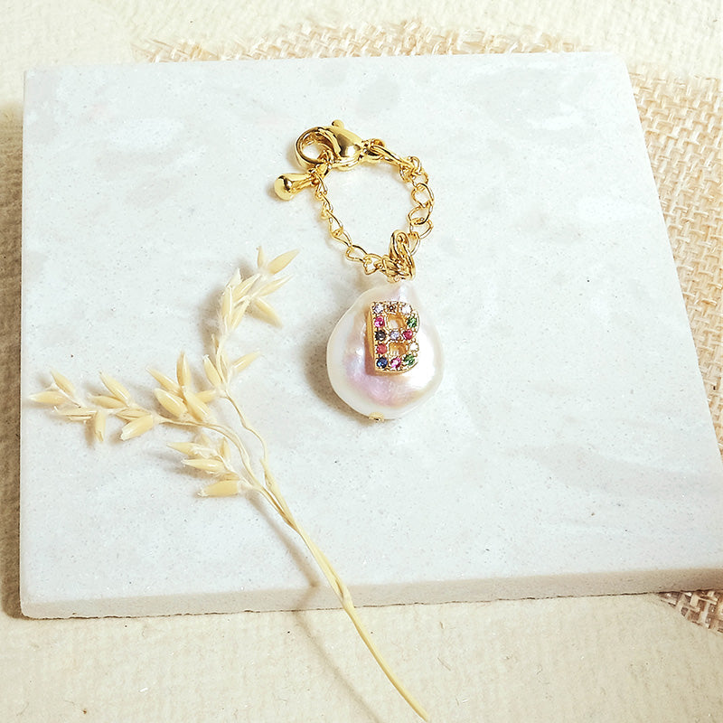 Baroque Pearl Rainbow Initial Watch Charms