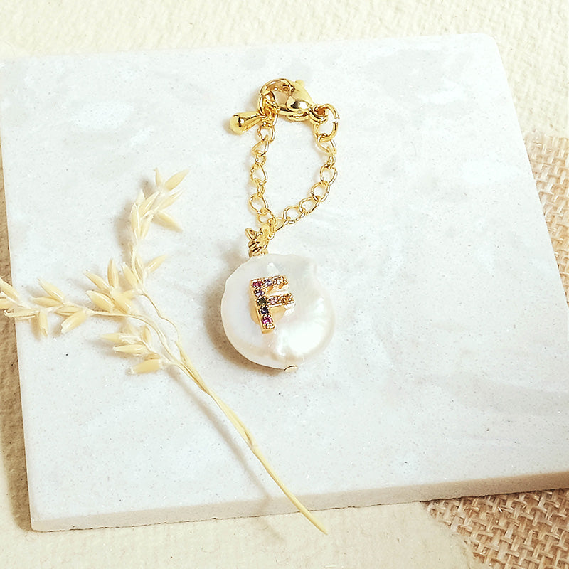 Baroque Pearl Rainbow Initial Watch Charms