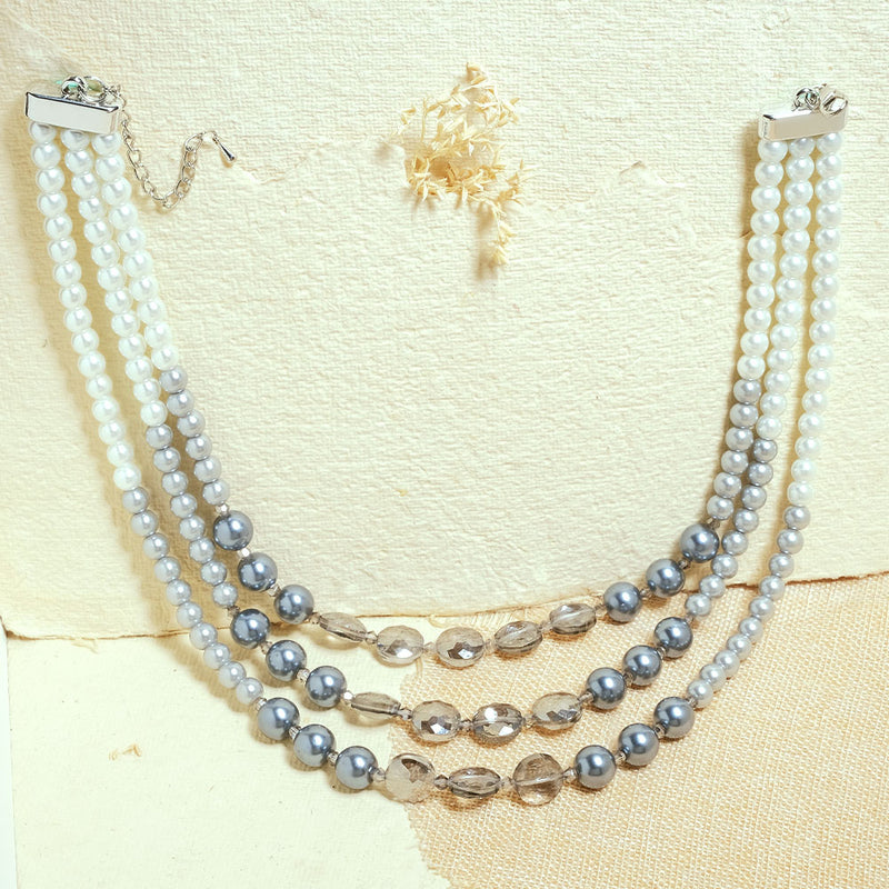 Triple Layered Pearl Stone Necklace