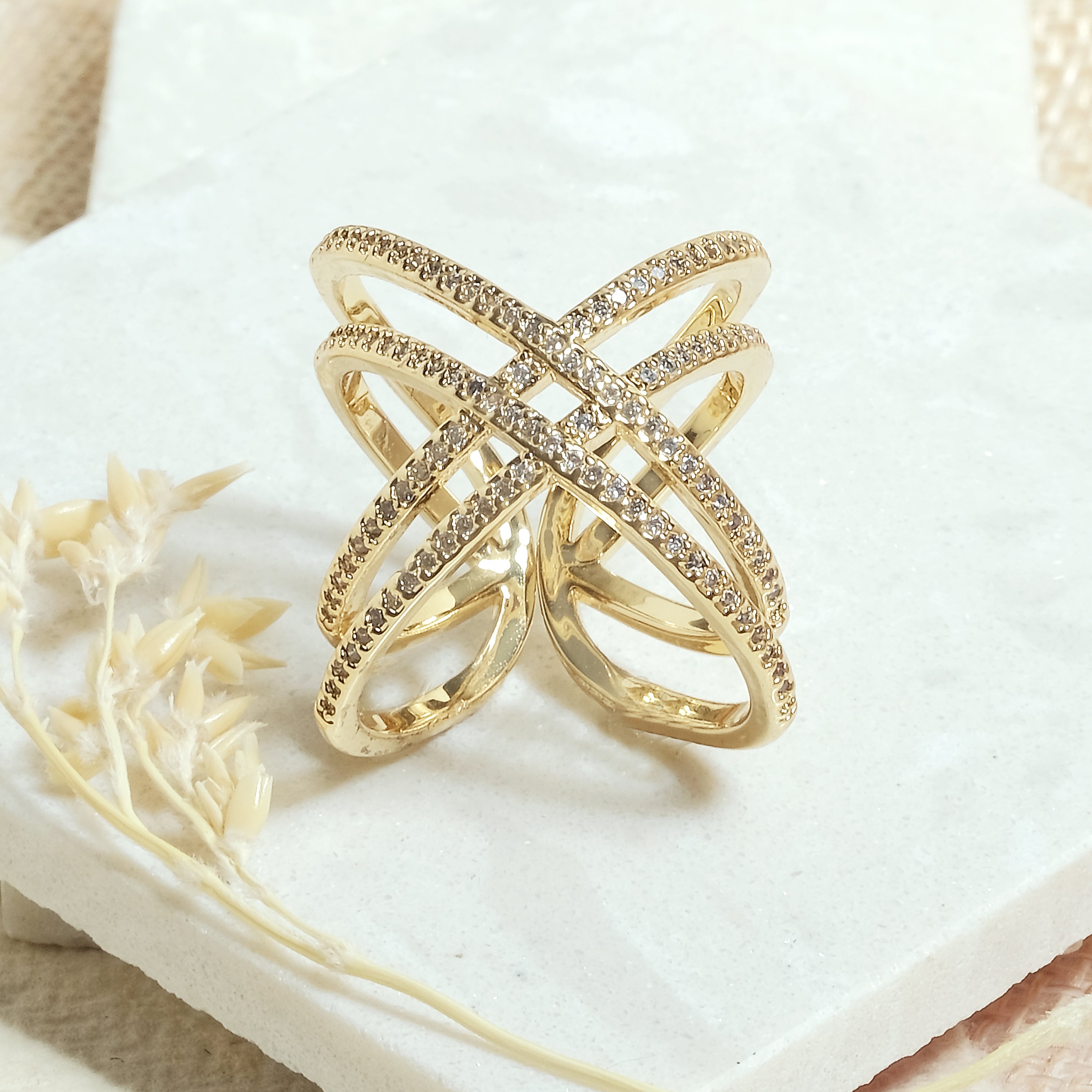 Double Line Criss Cross Ring - Upakarna Jewelry